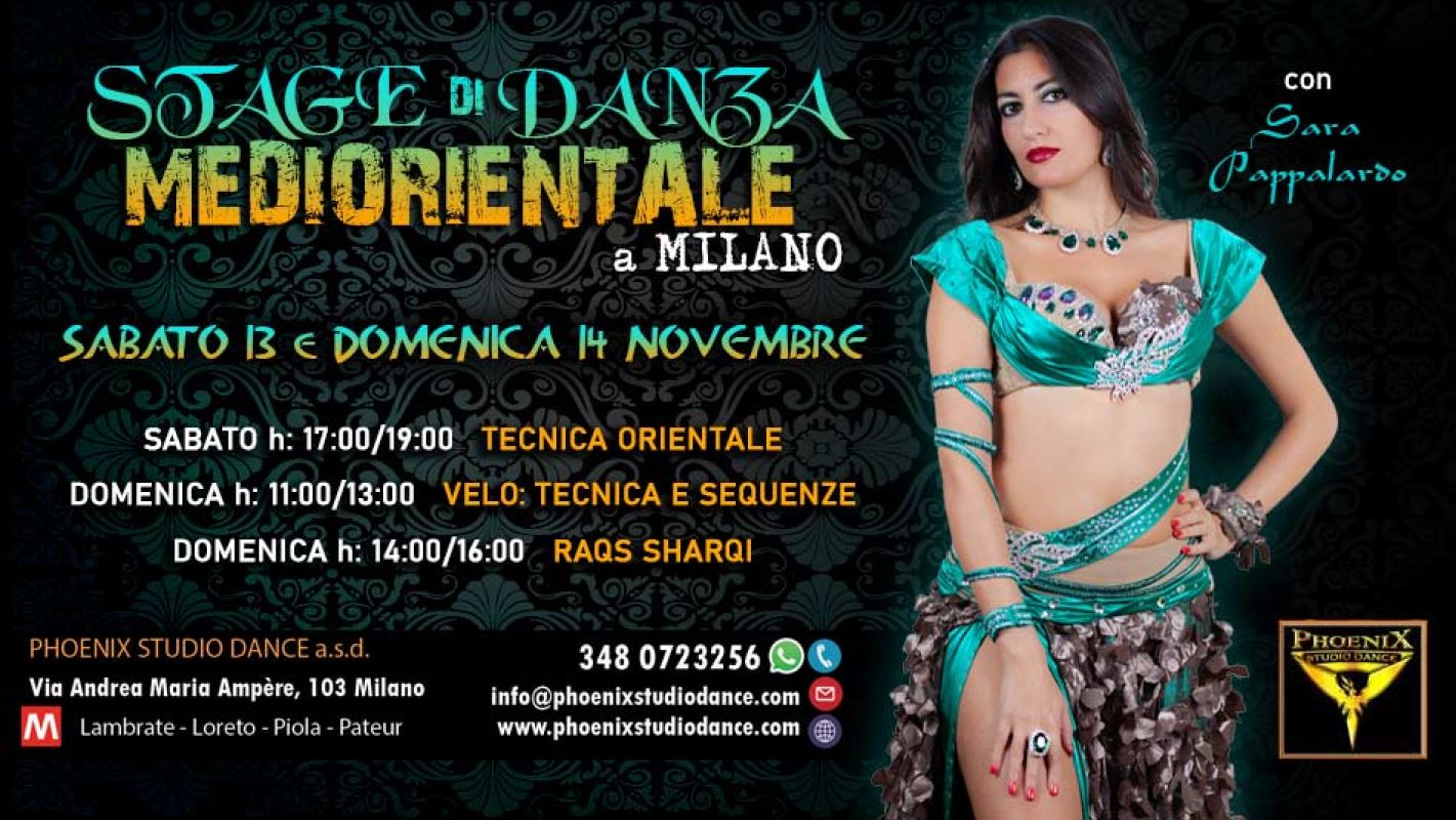 Stage di Danza Mediorientale con Sara Pappalardo 13 e 14 Novembre 2021