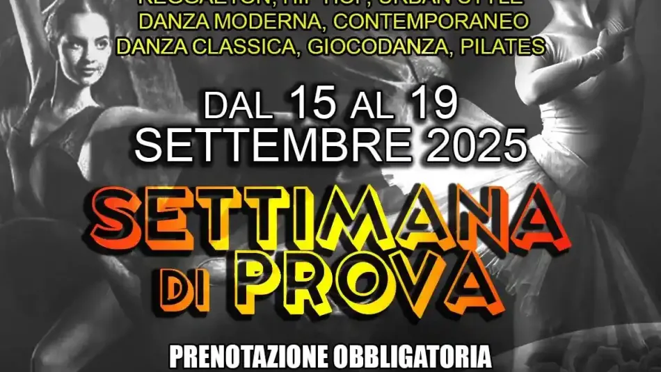Settimana di Prova dal 15 al 19 Settembre 2025 per Adulti, Ragazzi e Bambini