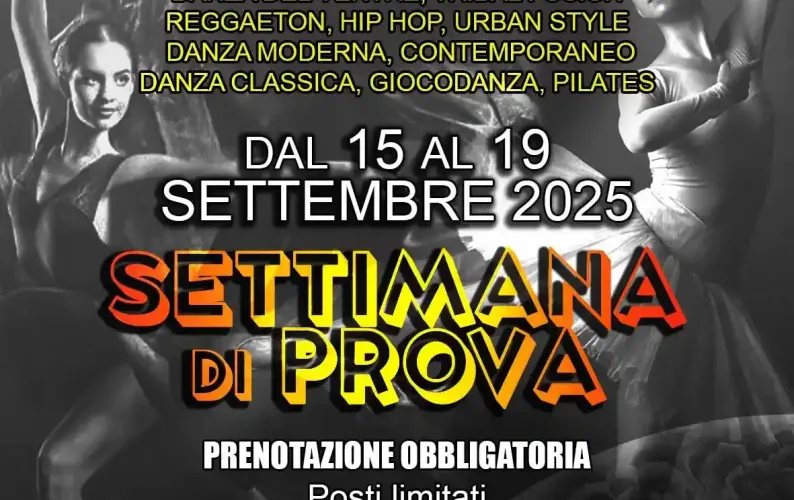 Settimana di Prova dal 15 al 19 Settembre 2025 per Adulti, Ragazzi e Bambini
